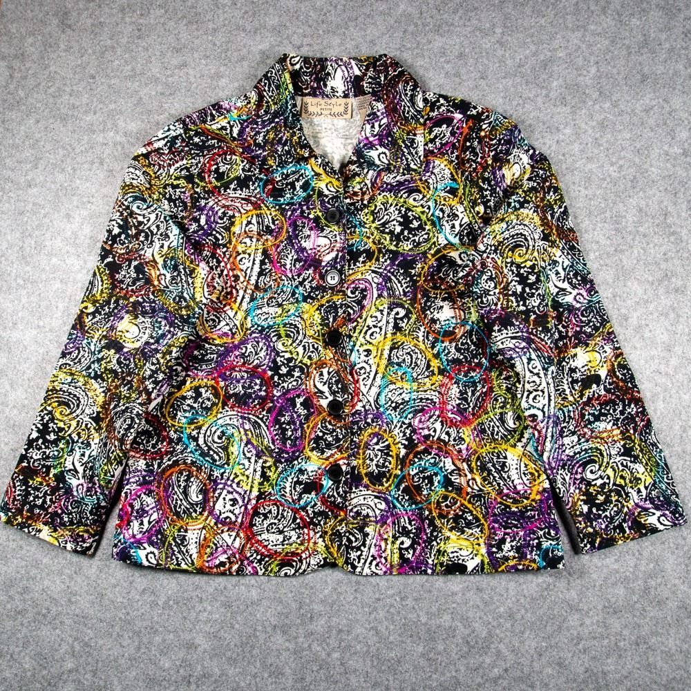 Life Style Psychedelic Paisley Print Cotton Jacket Multicolor PM Boho